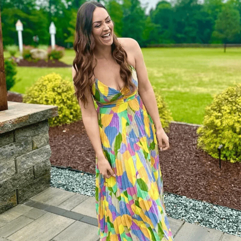 Robe Maxi Plissée Femme - Imprimé Coloré Vibrant & Bretelles Ajustables – Image 5