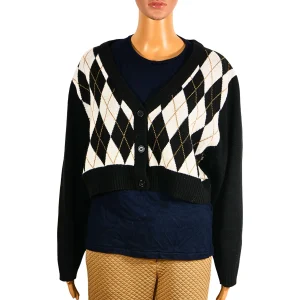 Gilet court avec motif en losange DIVIDED pour femme