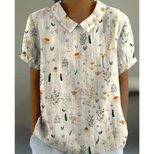 Blouse Fleurie Décontractée - Col Claudine & Confort Été