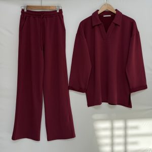 Jogging AMIRAL : Tunique Longue & Pantalon Rouge Bordeaux