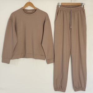 Jogging col rond – Beige rosé