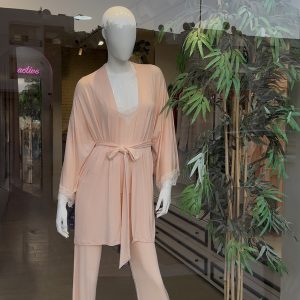 Pyjama 3 pièces dentelle – Couleur pêche