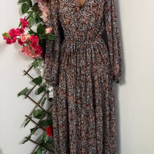 Robe longue cintrée manche longues (caramel, l)