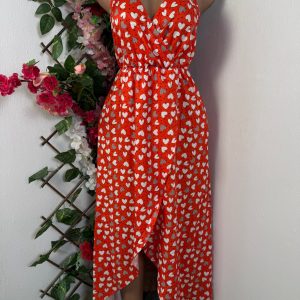 Robe mi-longue à fine bretelle avec fente (orange, m)