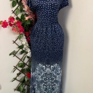 Robe moulante drapée manches courtes (bleu, l)