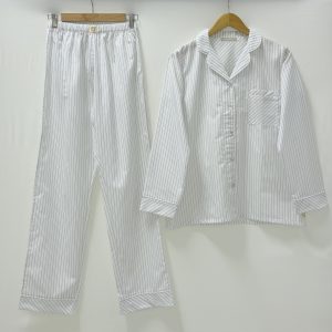 Pyjama AMIRAL Rayée verticale – Blanc & Gris