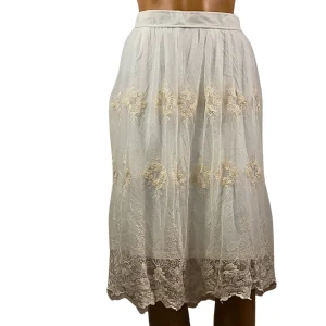 ZAY Jupe mi-longue brodée écrue
