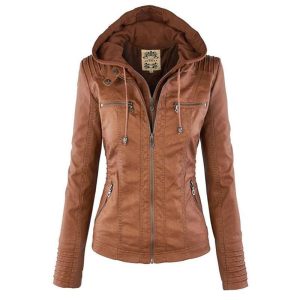 Veste de moto élégante pour femme en cuir