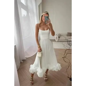 Robe de Soirée Midi Femme Sans Manches | Coupe Élégane, Style Intemporel