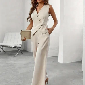 Ensemble élégant de gilet et pantalon ajusté pour femme
