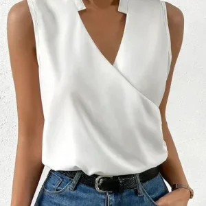 Top Sans Manches à Col Croisé – Élégance Moderne & Intemporelle