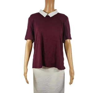 Haut bimatière en maille bordeaux et blanc de Newlook