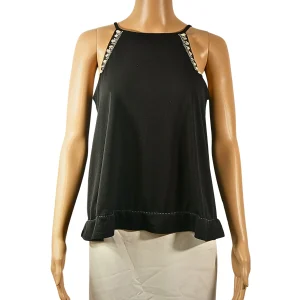 Top fluide noir orné de perles NEXT