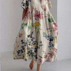 Robe Longue Bohème | Élégance Florale | Légèreté &  Confort