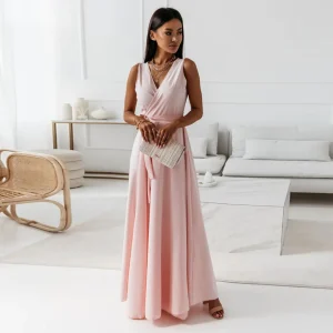 Robe portefeuille à col en V pour femmes | Maxi sans manches | Coupe élégante et flatteuse