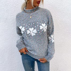 Pull Hiver Flocon Femme - Chaleur Cosy Style Festif