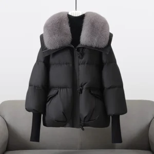 Doudoune Courte à Capuche et Col en Fausse Fourrure pour Femme | Chaleur Luxueuse & Style Hivernal