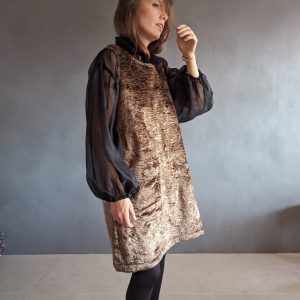 Women&Kids : Robe chasuble London en velours texturé marron