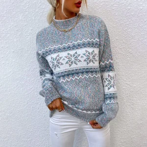 Pull Hiver Motif Flocons | Coton | Style Nordique Douillet
