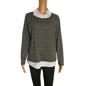 Pull chemise combiné noir et blanc