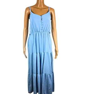 Robe bleu longue avec bretelles fines