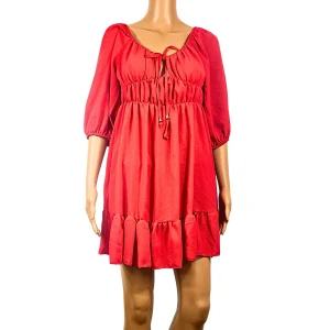 Robe rouge courte manches ballon