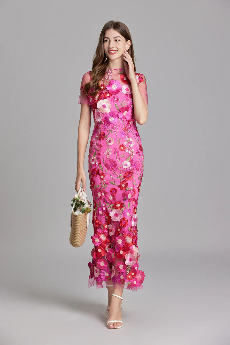 Robe Longue Florale Femme | Élégance Romantique & Détails Brodés – Image 4
