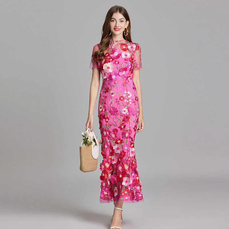 Robe Longue Florale Femme | Élégance Romantique & Détails Brodés – Image 9