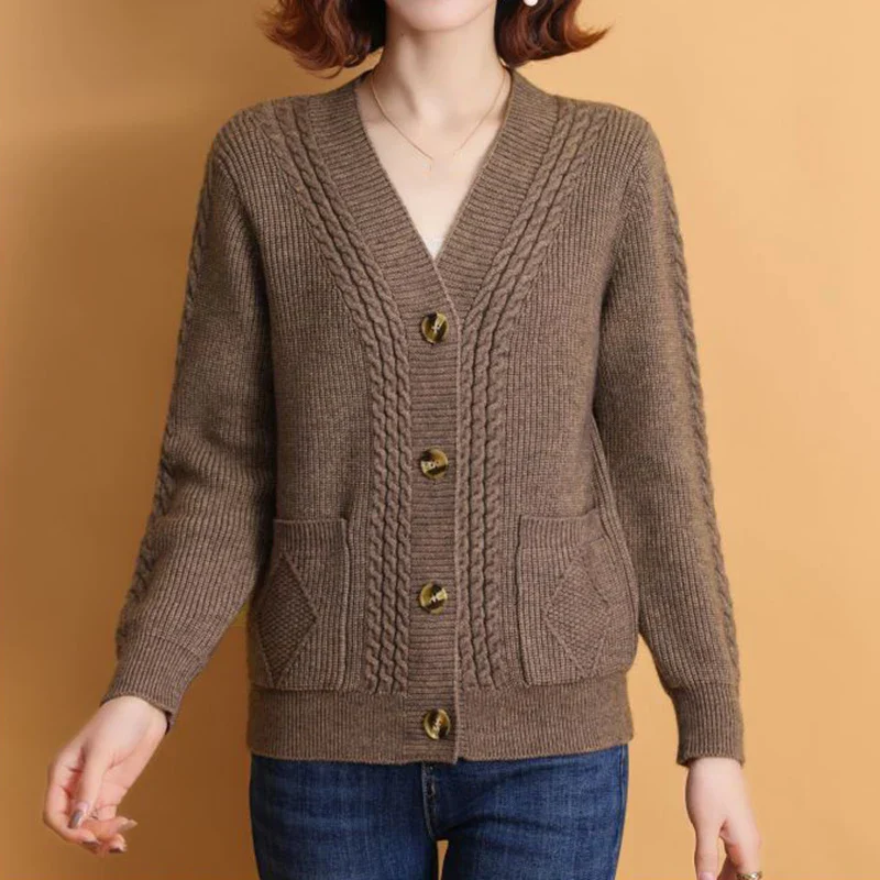 Cardigan Tricoté Torsades Femme - Chaleur Raffinée Naturelle – Image 8