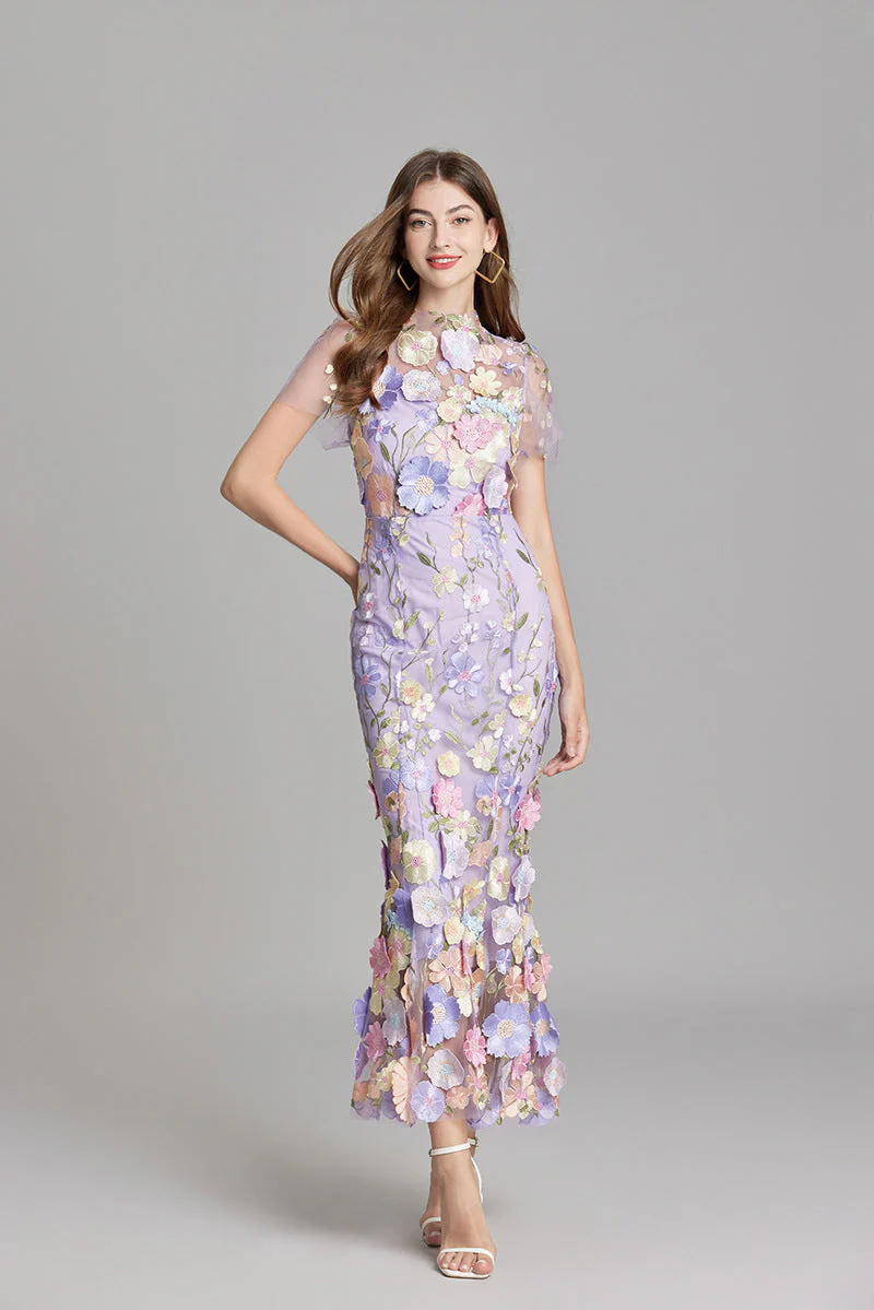 Robe Longue Florale Femme | Élégance Romantique & Détails Brodés – Image 3