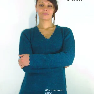 Pull col V festonné pour femme