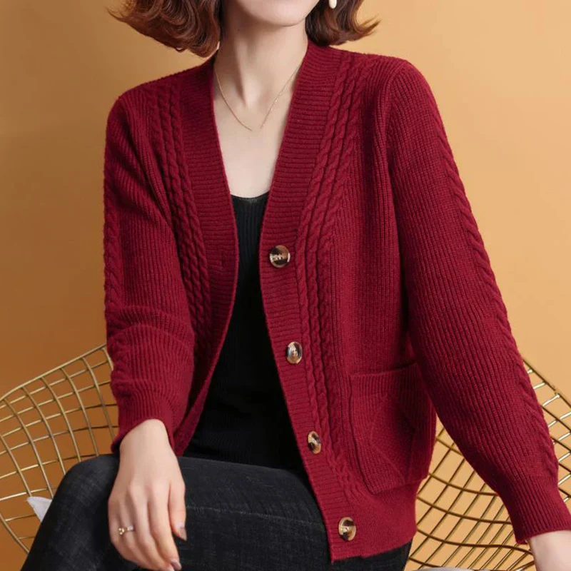 Cardigan Tricoté Torsades Femme - Chaleur Raffinée Naturelle – Image 4