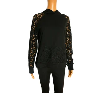 Sweat-shirt à capuche More&More avec manches en dentelles pour femme