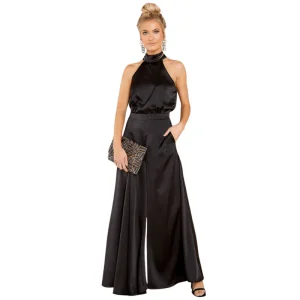 Combinaison Femme Jambes Évasées Col Montant Élégance Soirée Tiphaine