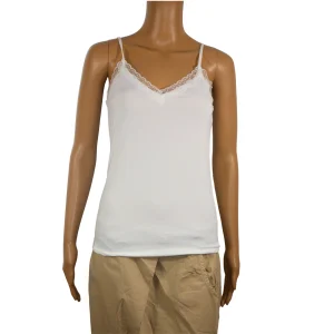 Top PIECES blanc sans manches femme