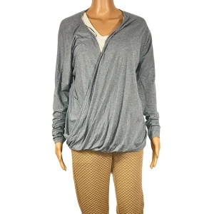 Top manches longues asymétrique gris pour femme