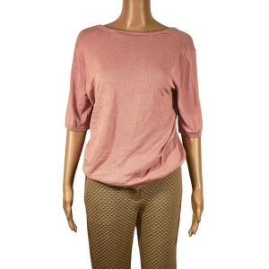 Top manches mi-longues rose pour femme