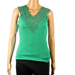 Top vert col V taille unique