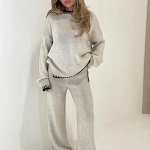 Ensemble Maille Douce | Pull Oversize et Pantalon Large | Parfait pour Détente à la Maison ou Sorties Confort