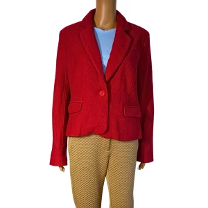 Veste blazer en laine bouillie rouge pour femme