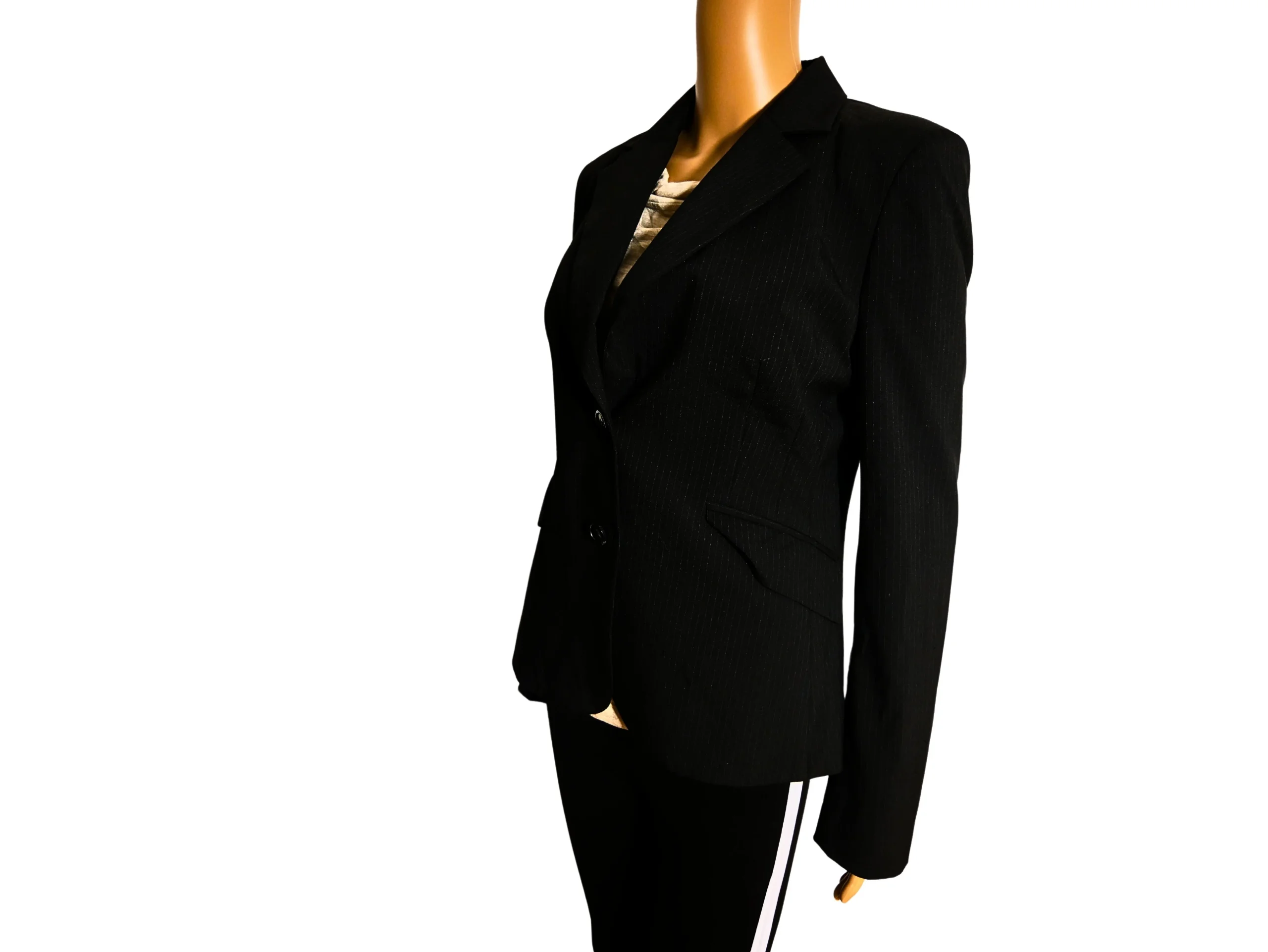 Veste blazer noire à rayures Mexx – Image 2