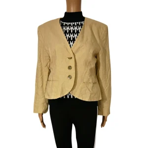 Veste blazer vintage en lin pour femme