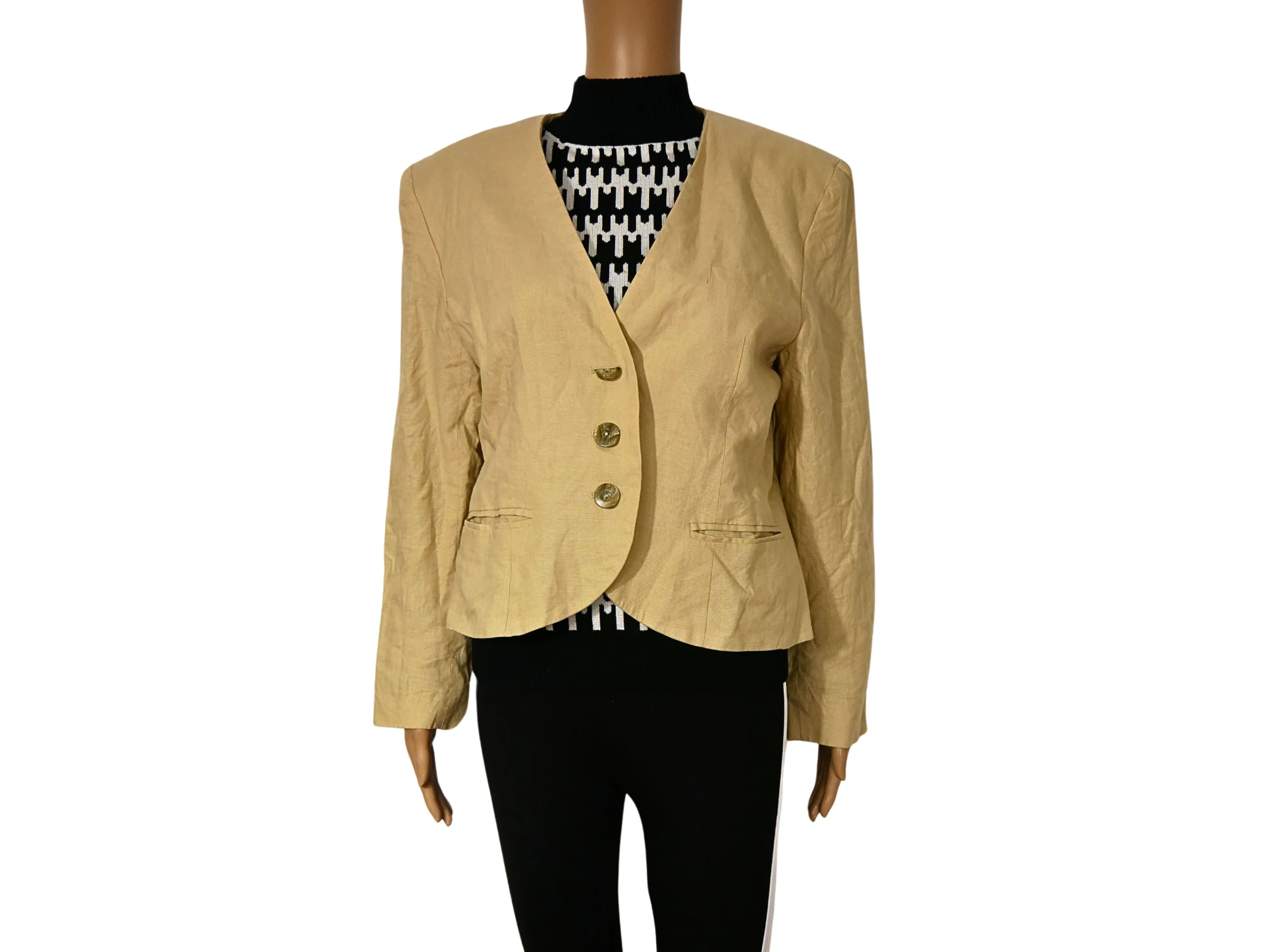 Veste blazer vintage en lin pour femme