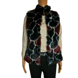 Veste sans manches en fausse fourrure pour femme