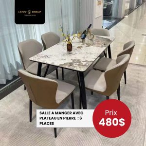 Salle à Manger avec plateau en pierre 6places