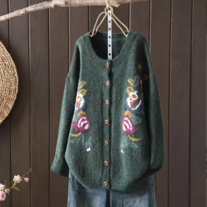 AMY Cardigan Femme Tricoté Floral Élégant Confort