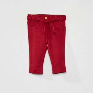 Pantalon slim ceinturé Bordeaux