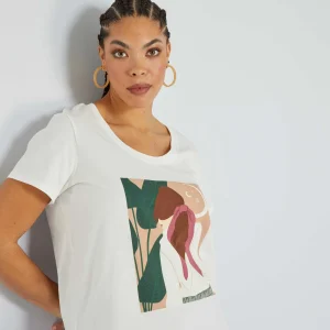 T-shirt en jersey avec imprimé fantaisie Blanc