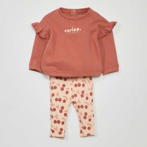 Ensemble sweat en molleton + legging - 2 pièces Rose