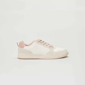 Baskets basses tricolore Beige/rose